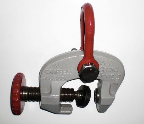 Campbell sac-3 screw adjusted cam 3 ton plate clamp, 1/16&#034; - 2&#034; grip, usa made for sale