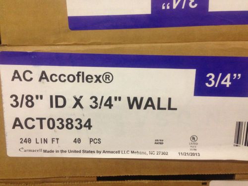AC Accoflex ACT03834 PIPE INSULATION 3/8&#034; ID X 3/4 &#034; WALL 240 LNFT 40 PCS