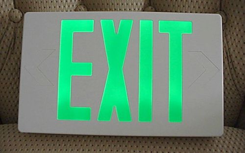 EMERGENCY EXIT LIGHTS LED &amp; BATTERY BACK UP a Pair Look No Reserve