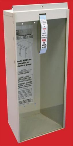 5-lb fire extinguisher cabinet metal new w/glass, break rite bar &amp; lock for sale