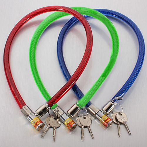 Motor Cycling Bike Safety Security Coated Wire Cable Lock Padlock Chain 2 Keys