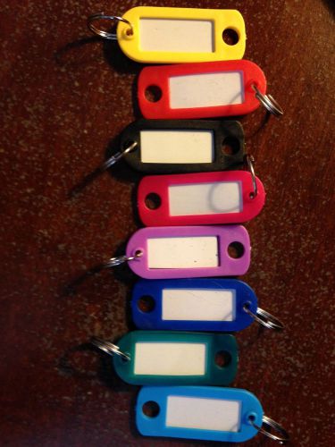 Lot of 8 Key ID Labels Tags with Key Ring Split Rings