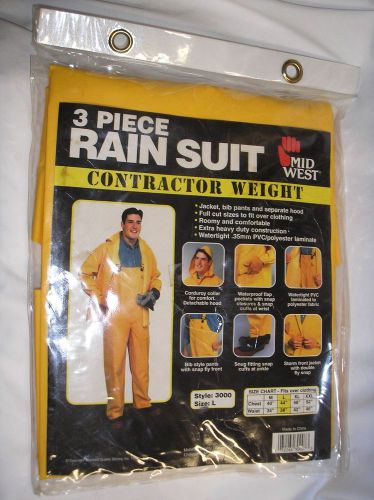 Mid West - 3 Piece Rain Suit - Contractor Weight - Size: Large