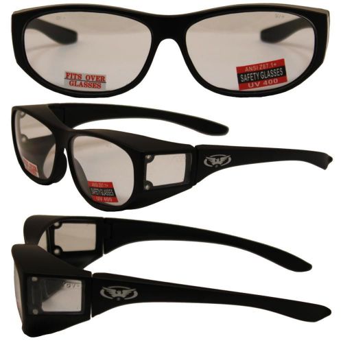 Safety Fit Over Glasses with Black Frame and Clear Lenses New