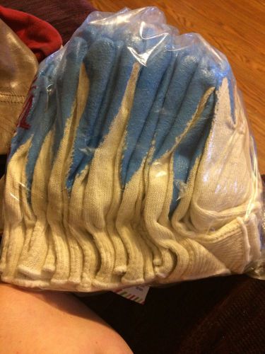 Brand new 10 Pairs String Knit Blue Latex Palm Coated Work Gloves
