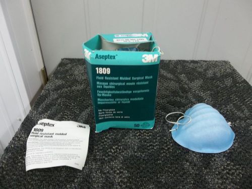 50 3M ASEPTEX 1809 FLUIDSHIELD RESPIRATOR SURGICAL MASK NEW