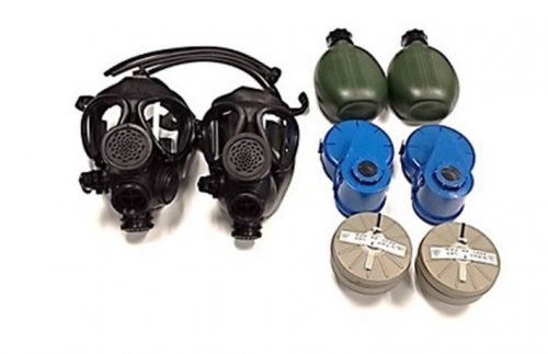 2 M-15 Survival Gas Mask w/ 40 Mm NBC Filter - Family Kit Complete Upgrade