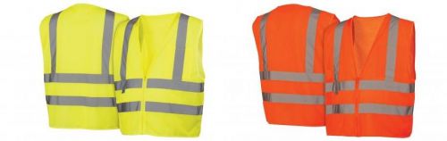 Pyramex safety vest w/hi vis 2&#034; silver reflective stripes ansi class 2 work jobs for sale