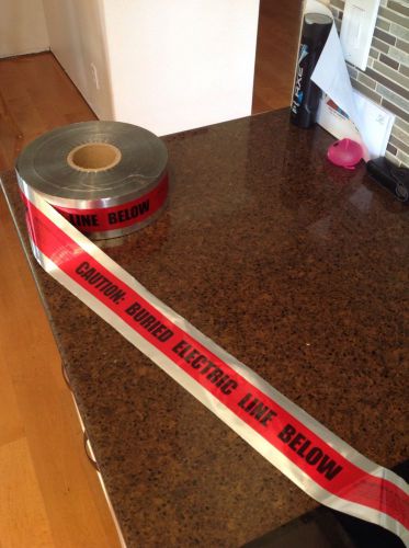 3&#034;x1000 CAUTION BURIED ELECTRIC LINE BELOW Red Detectable Tape