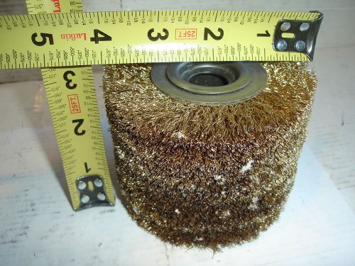 Wide wire wheel brush 4&#034; o.d  x 3&#034; wide x 3/4&#034; arbor shaft grinder buffer hand for sale