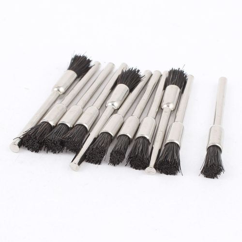 11 Pcs Straight Shank Black Bristle Pen Brush Polishing Buffing Polisher Tool