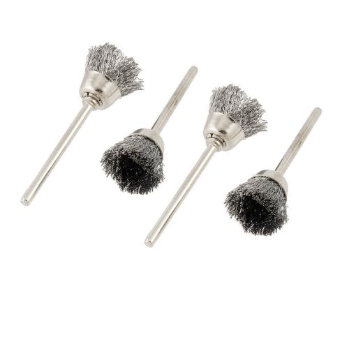 4 pcs 17mm dia 3mm shank steel wire cup brush for rotary tools die grinder for sale
