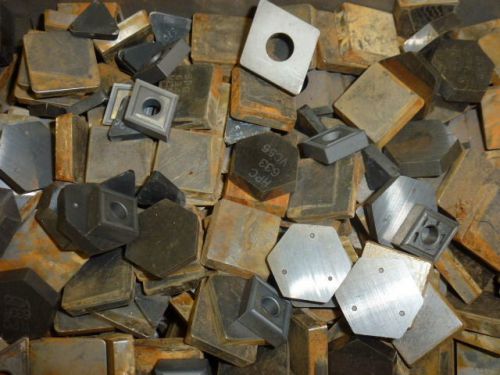 16.7 lb.LOT of ASSORTED SCRAP CARBIDE INSERTS, SEVERAL NEVER USED!