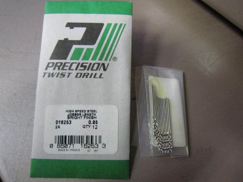 Lot of 12 Precision Twist Drills 0.85mm .0335&#034; Size HSS Jobber Bright 016253 2A