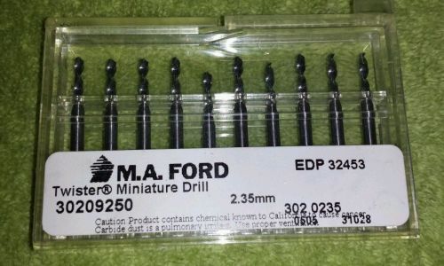 M.A. Ford Twister Mini Drills- Carbide - 2.35mm, EDP # 32453 -Lot of 10 - NEW