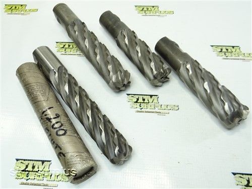 Nice lot of 4 hss rough cut single end mills 1-1/4&#034; to 1-1/2&#034; weldon for sale