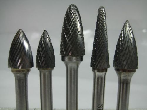 Lot ( 5 ) usa carbide 1/4&#034; shank burs deburring machinist burr cutting tool bit for sale