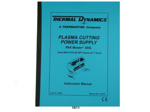 Thermal Dynamics PakMaster 38 XL Plasma Cutter t Instruction  Manual *1011