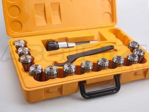 R8 Shank + 8 Pcs/Set ER16 Collet System + Wrench in Fitted Box, #0223-0944