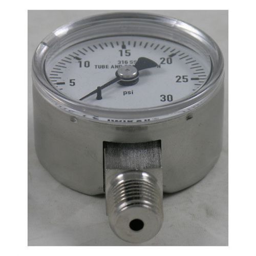 Wika t131.11 pressure gauge, 0-30 psi, 2&#034; dial w/ 1/4&#034; npt bottom mount, dry for sale