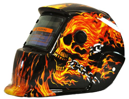 Solar auto darkening welding helmet (hell fire) for sale