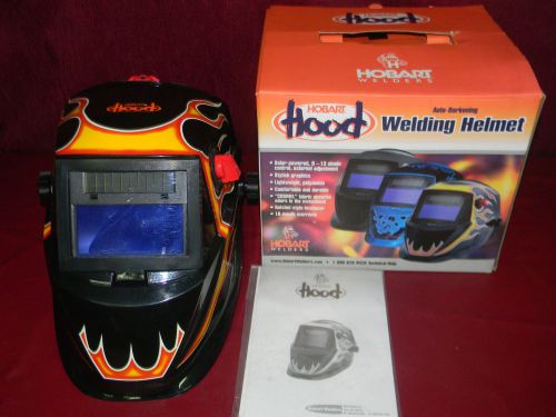 Hobart hood auto-darkening welding helmet flames very lightly used for sale