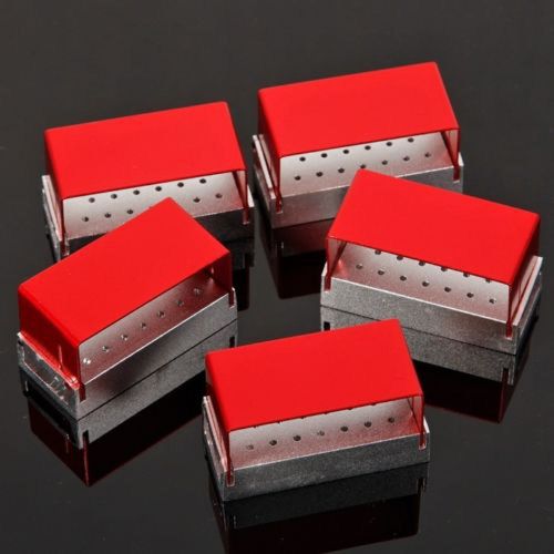 5pcs ALUMINIUM Dental Bur Burs Holder Block Disinfection Box Autoclave 20 Holes