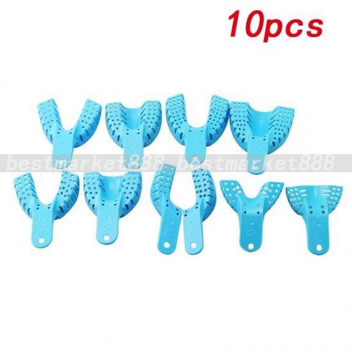 New 10pcs Light Blue Dental Impression Trays Autoclavable Central Dental Supply
