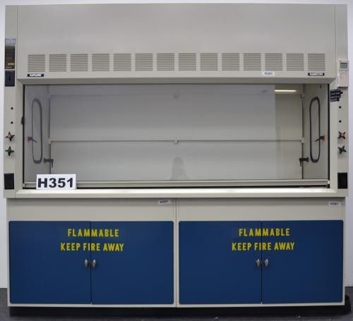8&#039; fisher hamilton safeaire laboratory fume hood w/ flammable cabinets for sale