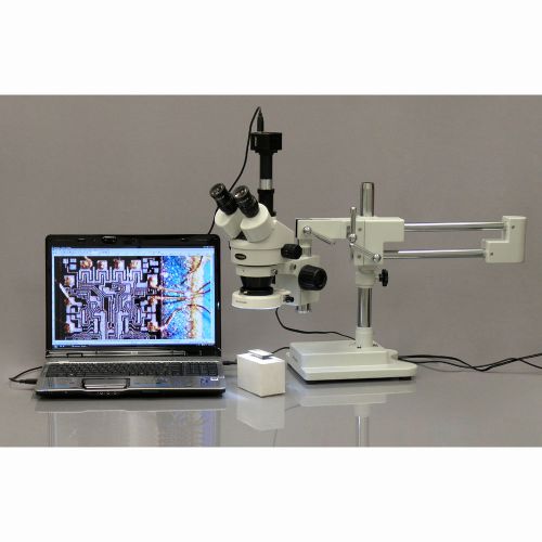 7x-45x trinocular stereo microscope with 80-led light + 1.3mp usb digital camera for sale