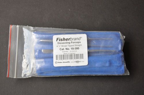FisherBrand 10-300 Dissecting Forceps 4 1/2&#034; Broad Tipped, Straight ~ Lot of 10