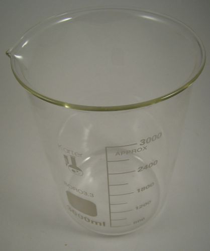 (1) 3000ml Borosilicate Beaker Glass by Karter