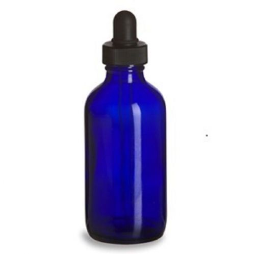12 pcs - 4 oz boston round cobalt blue bottle (120 ml) with dropper for sale