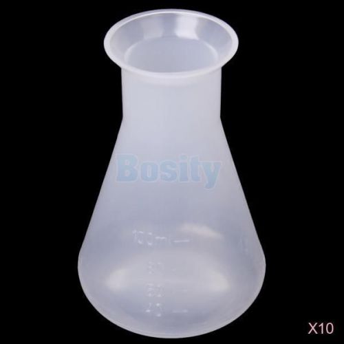 10x Laboratory Chemical Conical Flask Container Bottle 100ml Lab Test Measure