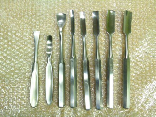 Set of 8 Curved and Swan Neck Gouges / Zimmer Miltex Codman
