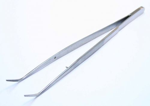 6&#034; Dental Fine Point Tweezers Curved Ribbed Stainless Steel  Good Quality