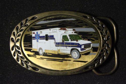 Solid Brass Belt Buckle Ambulance Emergency Services Color M3