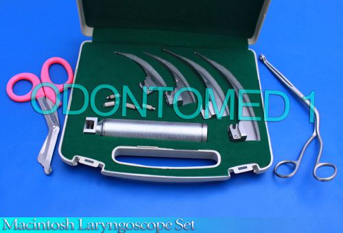 Macintosh laryngoscope set emt w/4 bulb,1 shear,1 magil for sale