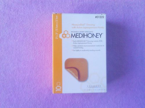 Medihoney hydrocolloid dressings 2&#034; x 2&#034; non-adhesive - box of 10 exp. 08/2016 for sale
