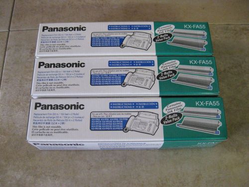 Six Rolls GENUINE Panasonic KX-FA55 Replacement Fax Film, 2-Rolls/Pack