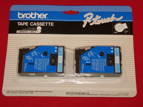 NEW Brother P Touch 2-Pack Blue On White TC-22 Laminated Tape Labels TC22