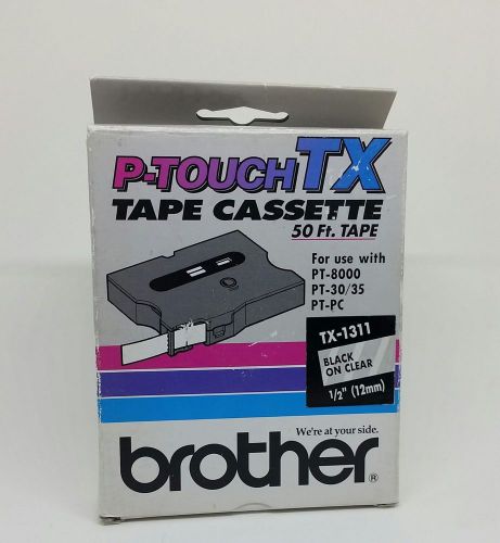 Genuine Brother P-Touch Tape Cassette TX-1311 Black on White 1/2&#034; (12mm) 50 ft.