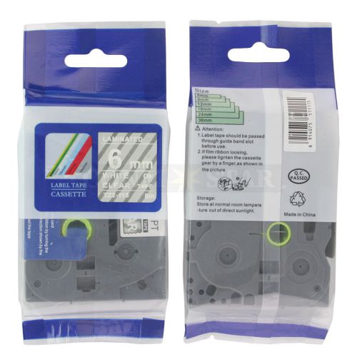 1pk White / Transparent Tape Label Compatible for Brother PTouch TZ TZe115 6mm