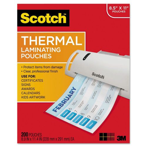 NEW! Scotch Thermal Laminating Pouches - Letter - 200 Pack