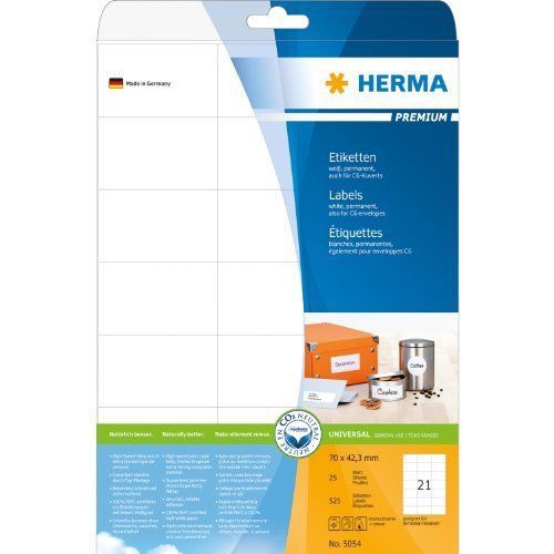 HERMA SuperPrint Labels Multipurpose 21 per Sheet 70x42.3mm White Ref 5054 [525
