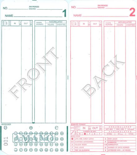 2000 amano mjr-8000 mjr800 time clock cards #000-249 for sale