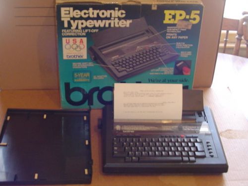 Typewriter w box brother ep-5 electronic portable battery electric compact 1980s for sale
