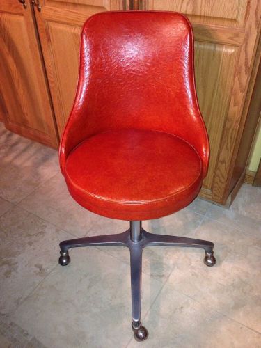 RETRO Orange Swivel &#034;Full Circle Desk/Designer Chair&amp;Smooth ball bearing rollers