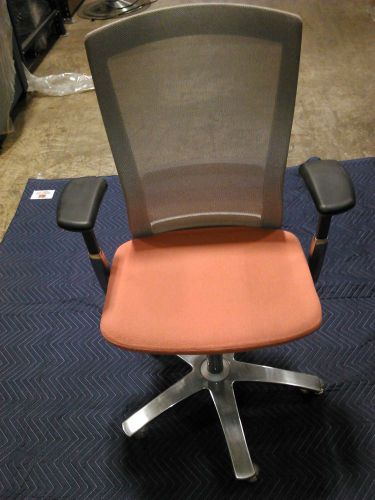 Knoll Life Office Arm Chair orange seat &amp; Brown Mesh Back