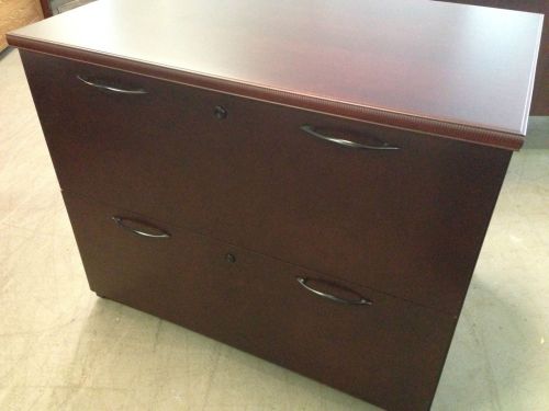 ***2 DRAWER LATERAL SIZE FILE CABINET by NATIONAL LAUDERDALE in MAHOGANY WOOD***